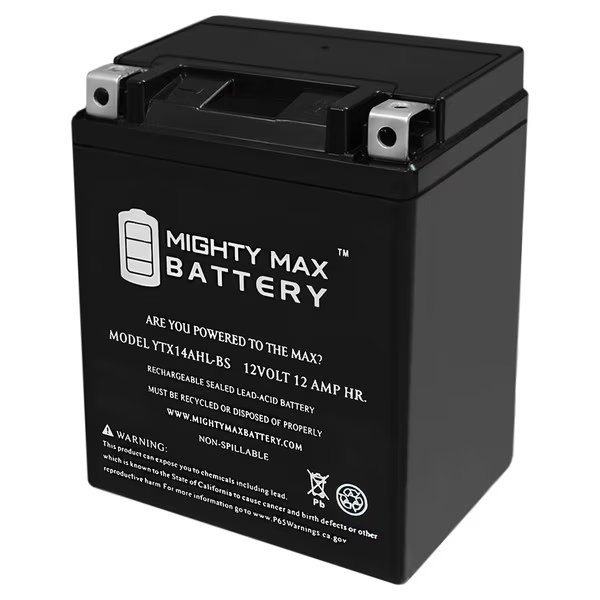 YTX14AHL Battery Replacement for Honda 650 CX650T Turbo 1983, Mighty Max Battery, Mfr#: YTX14AHL363
